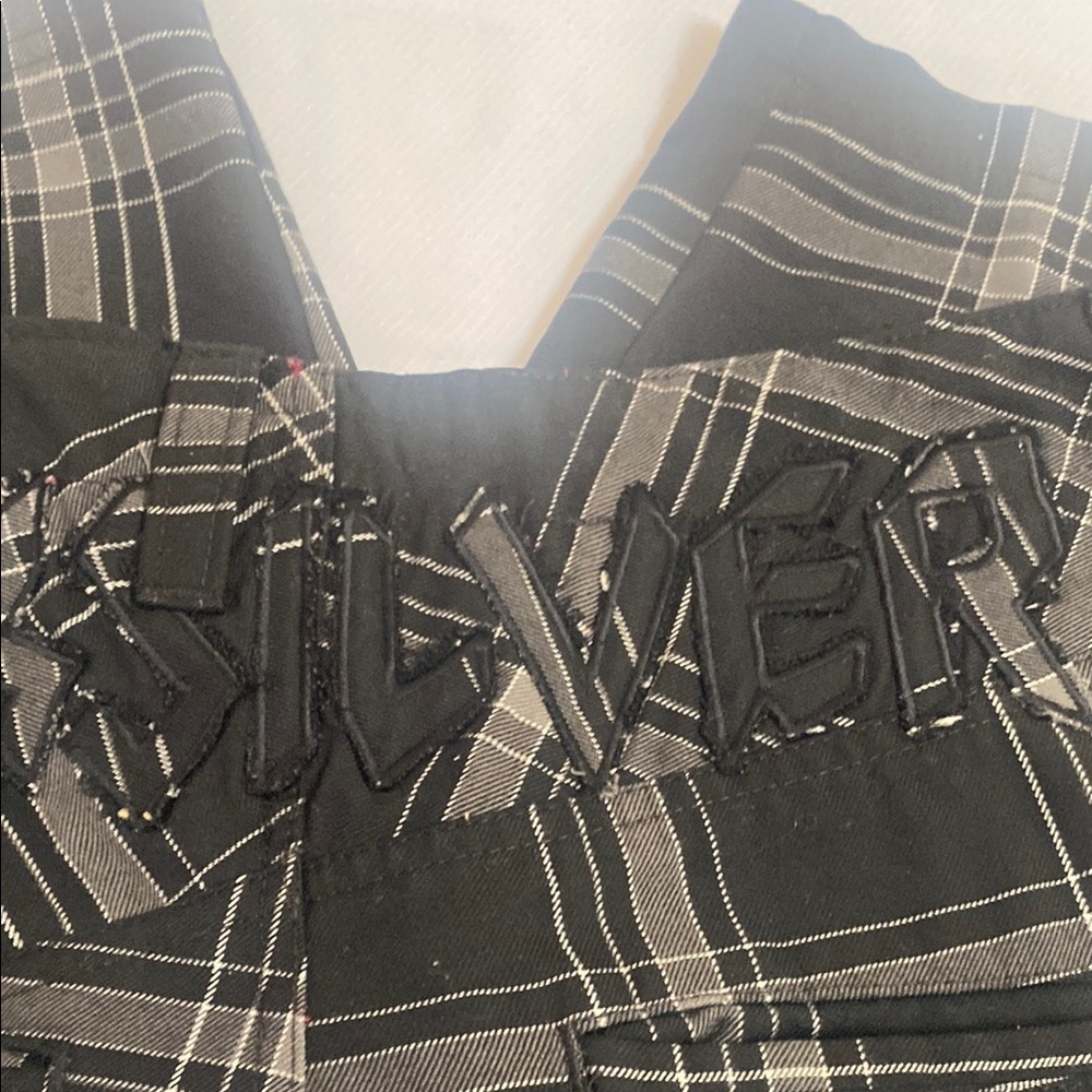 Quiksilver Shorts Plaid Black Logo Skater Y2K Size 30 - Picture 12 of 16